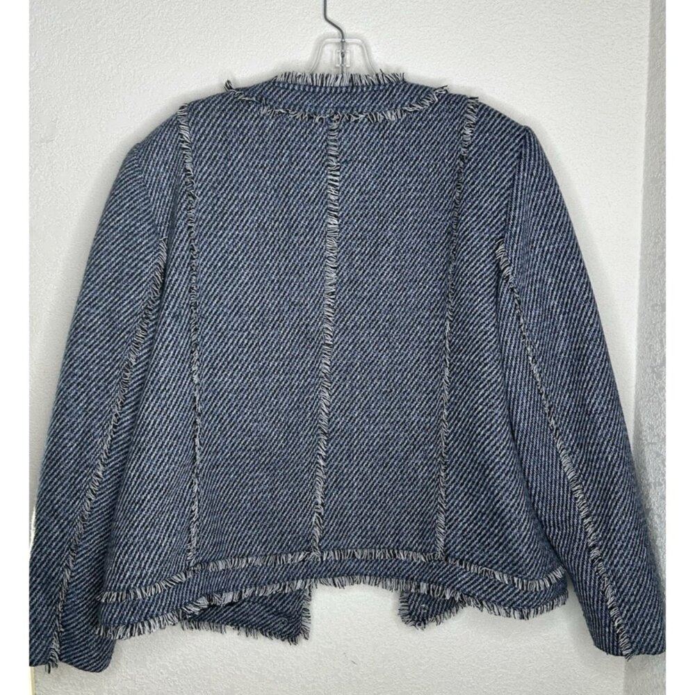 Chico's Blue Tweed Fringe Jacket - Picture 4 of 16